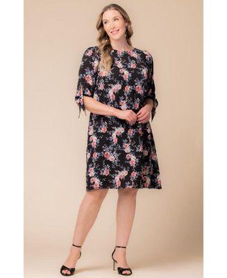 Plus Size Manhattan Shift Dress with Tie Sleeves