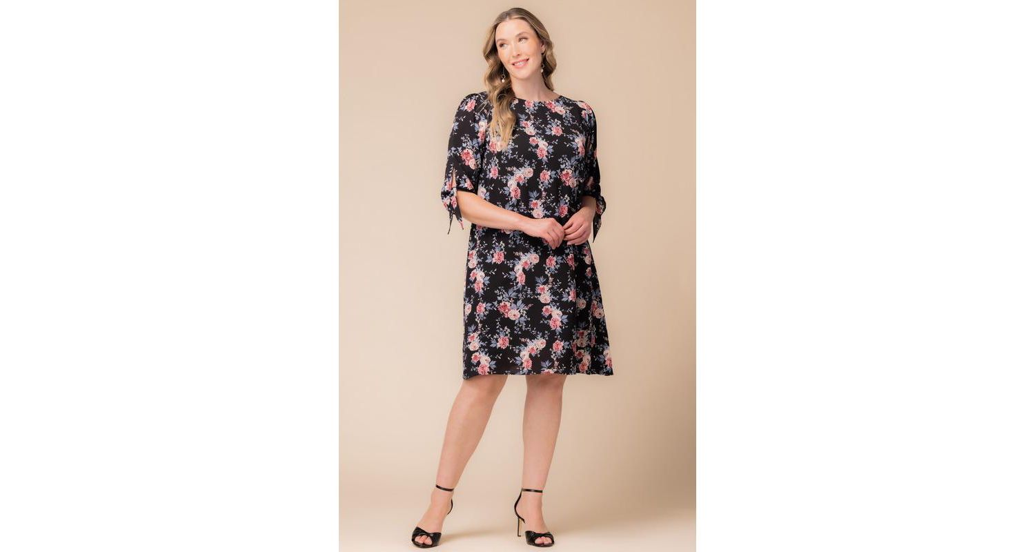 Plus Size Manhattan Shift Dress with Tie Sleeves