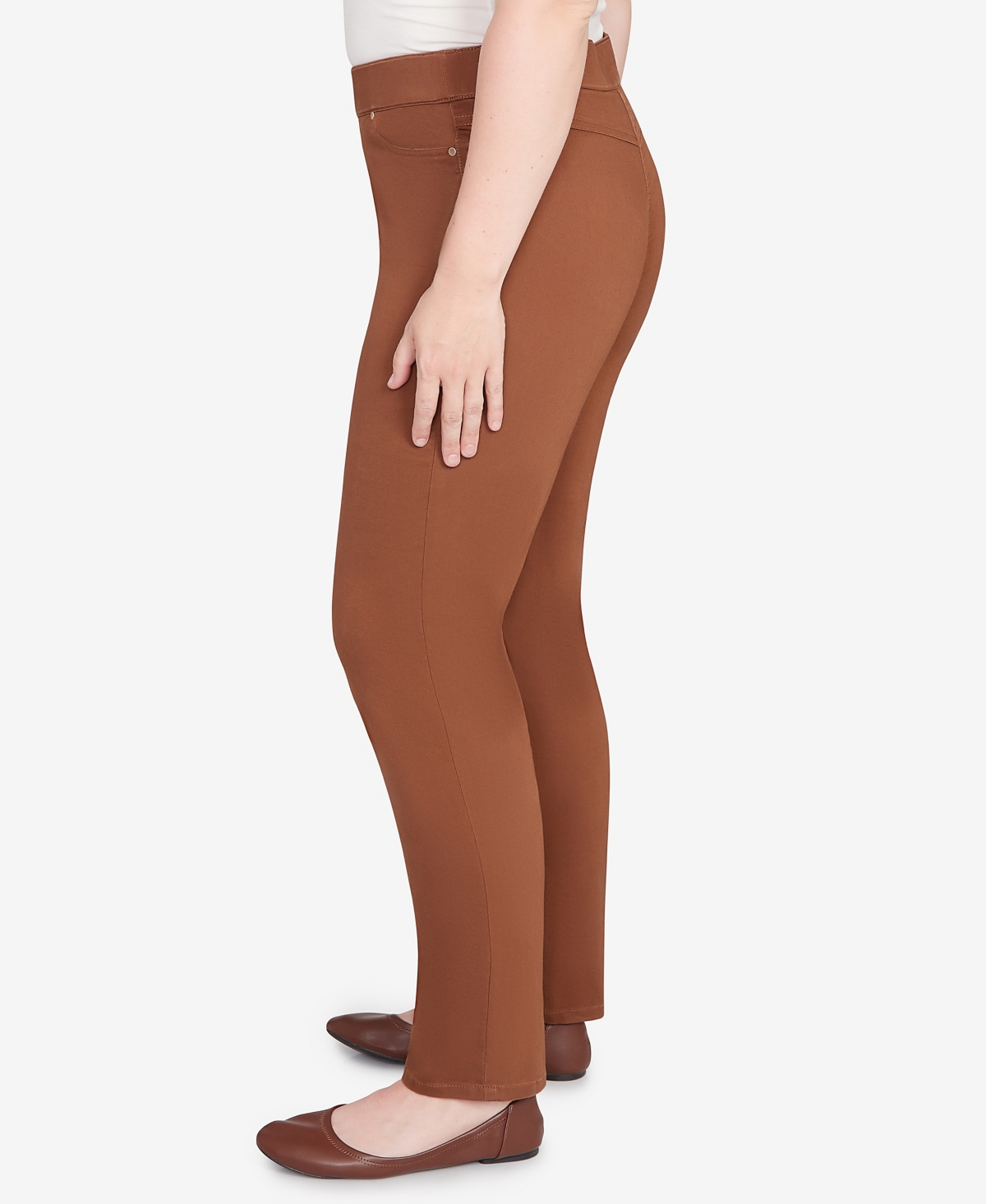 Alfred Dunner Women's Mount Laurel Allure Front Pocket Medium Length Pants In Brown