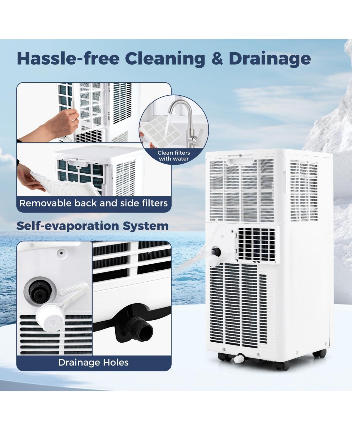 10000 Btu Portable Air Conditioner 3-in-1 Stand up Ac Unit with Dehumidifier