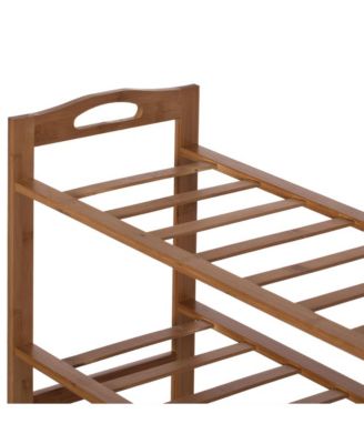 Bamboo Storage Shoe Rack, Free Standing Shoe Organizer Storage Rack, 4 Tier
