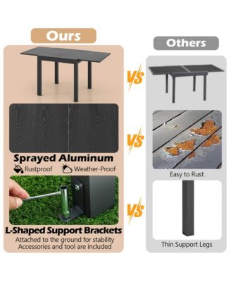 Patio Expandable Dining Table 31.5''-63'' Adjustable Rectangular All Weather Table