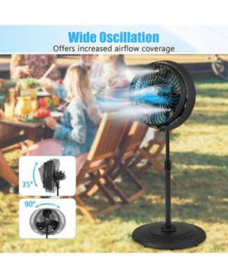 16 Inch Outdoor Misting Fan Oscillating Pedestal Fan with 3 Mist Levels