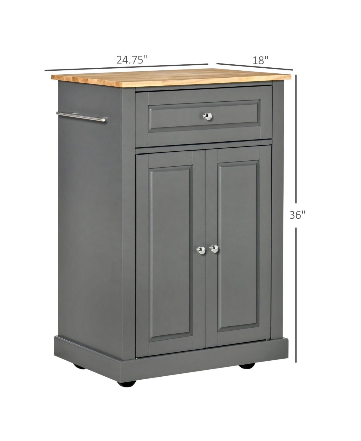 Halifax North America Gray Kitchen Helper: Rolling Cart with Drawer and Towel Racks