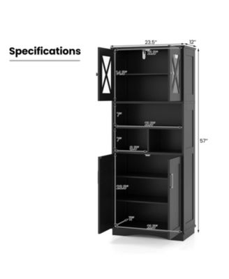 Tall Bathroom Cabinet Large Floor Storage Cabinet with Acrylic Doors & 3 Cubes