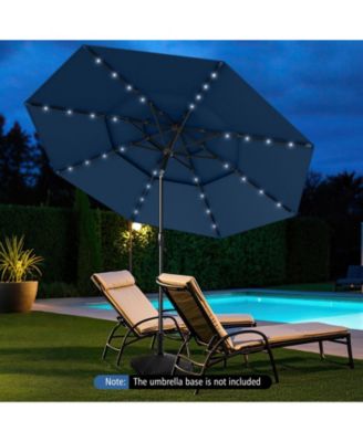 10 FT Solar Patio Umbrella w/ 32 LED Lights 3-Tier Vented Top Tilt Adjustment