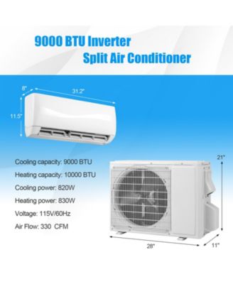 9,000 BTU Cooling, 19 SEER2, 115V Mini Split Air Conditioner & Heater, Wall Mount AC Unit