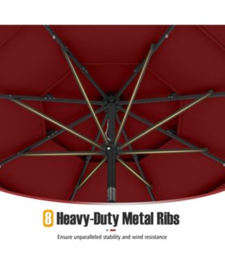 10 FT Solar Patio Umbrella w/ 32 LED Lights 3-Tier Vented Top Tilt Adjustment