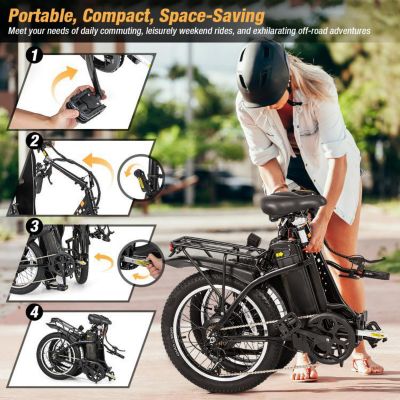 Folding Electric Bicycle for Adults with 20-Inch Fat Tires Snow E-Bike