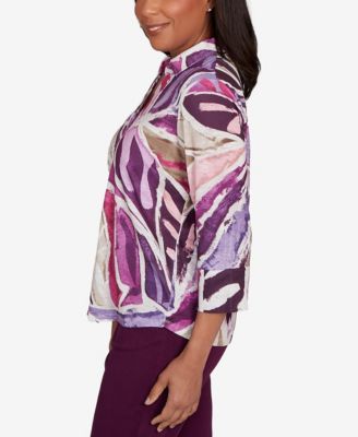 Women's Urban Legend Abstract Floral Button Front Top