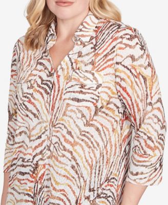 Women's Mount Laurel Animal Burnout Button Front Top