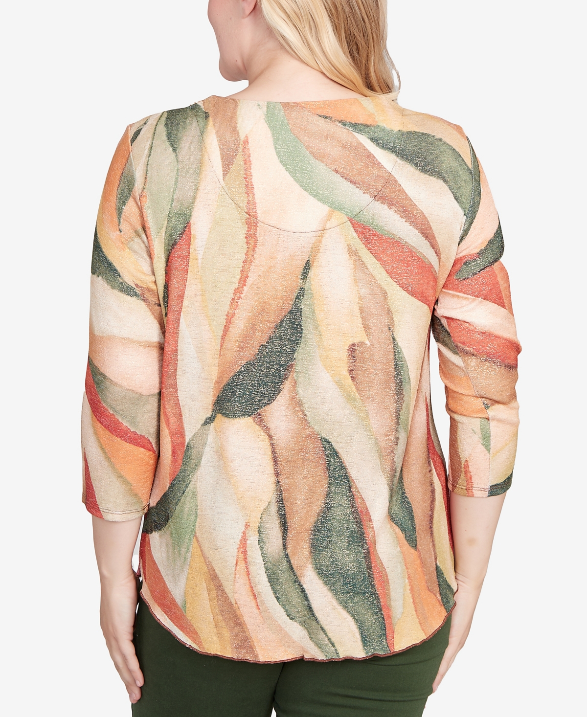 Alfred Dunner Women's Mount Laurel Stained Glass Shimmer V-neck Top In Multi