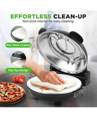 Countertop Pizza Maker - Electric Pizza Oven with Temperature Controls, Window and Thermometer (Black)