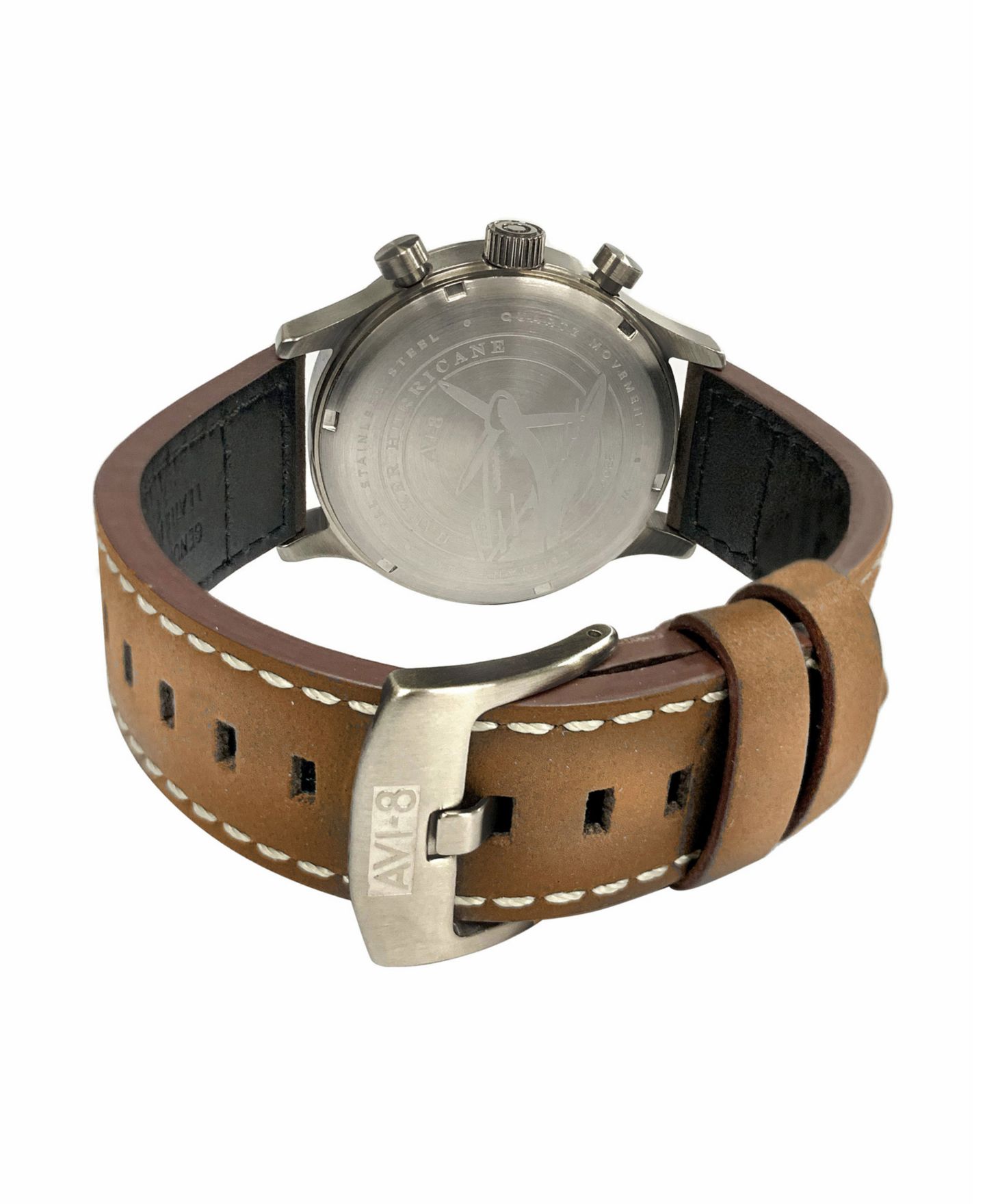 Мужские часы AVI-8 Hawker Hurricane Carey Dual Time Orissa Beige Genuine Leather Strap Watch 43mm — фото 3