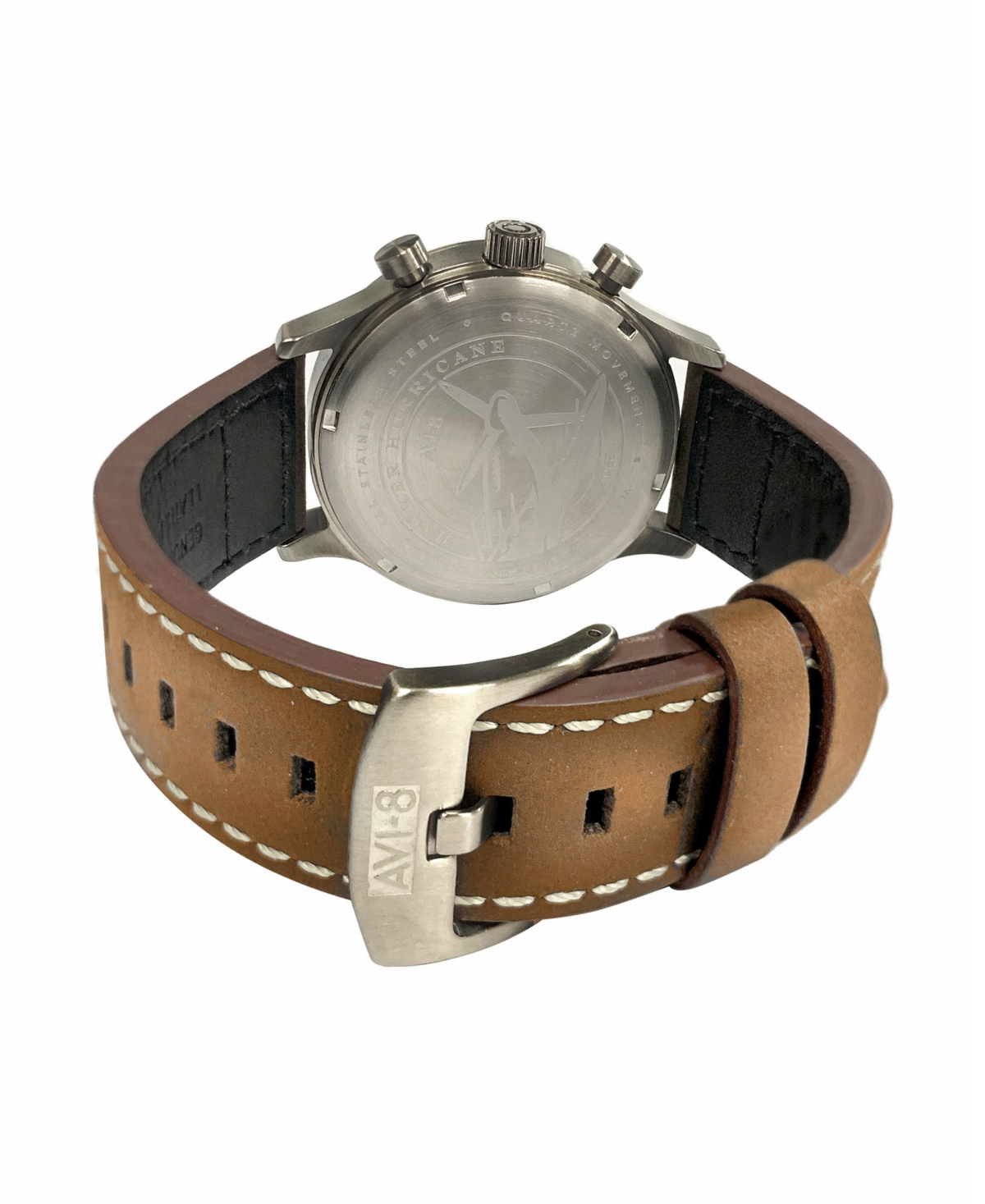 Avi-8 Men's Hawker Hurricane Carey Dual Time Orissa Beige Genuine Leather Strap Watch 43mm