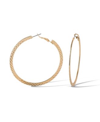 Textured Gold-Tone Large Hoop Earrings