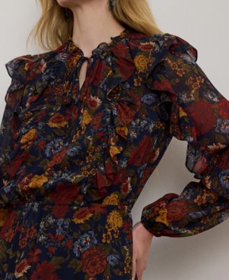 Women's Floral Crinkle Georgette Tiered Dress