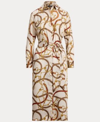 Women's Luxe Twill-Fayella Belting-Print Dress