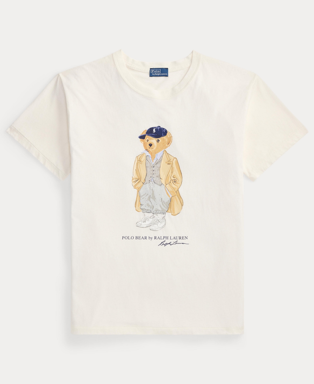 Polo Ralph Lauren Ivory Cotton Jersey T-shirt With Iconic Embroidered Polo Bear In Purple