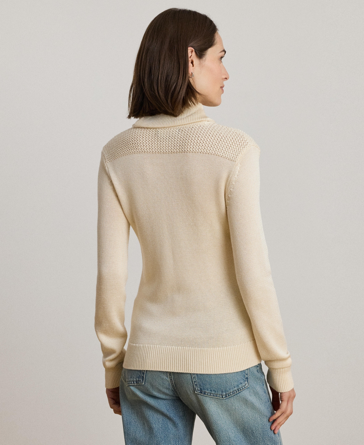Ralph Lauren Buckle-trim Cotton-blend Sweater In Gold