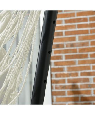 Patio Hammock Chair with Stand, Outdoor Hammock Swing Hanging Lounge Chair with Side Pocket and Headrest, Cream White