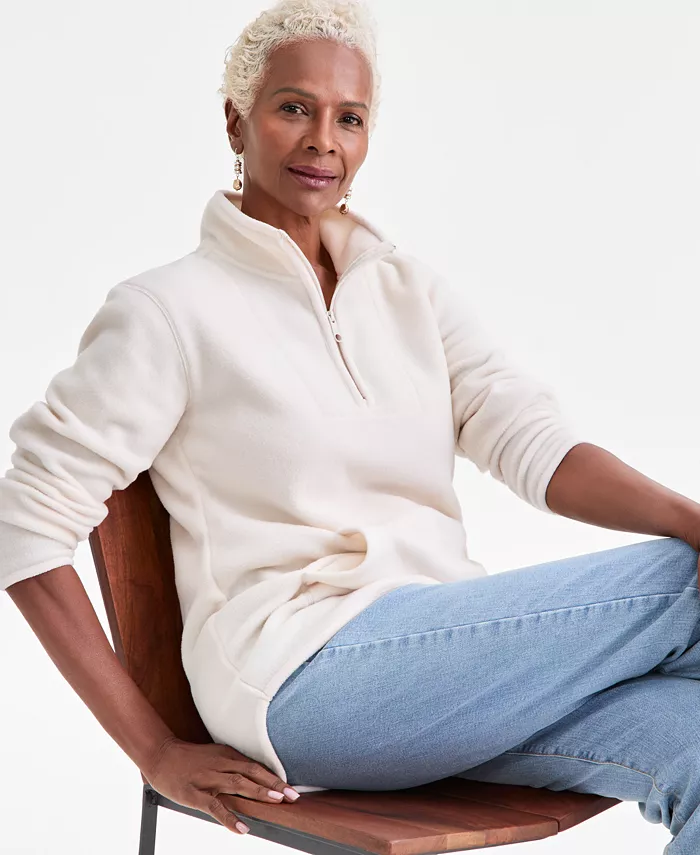 Women's Polar Fleece Quarter-Zip Mock-Neck Sweatshirt - thumbnail 4