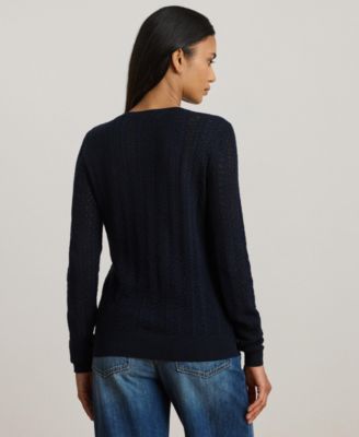 Women's Long Sleeves Pointelle-Knit Sweater