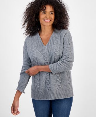 Style & Co - Petite Chunky Cable-Knit Sweater