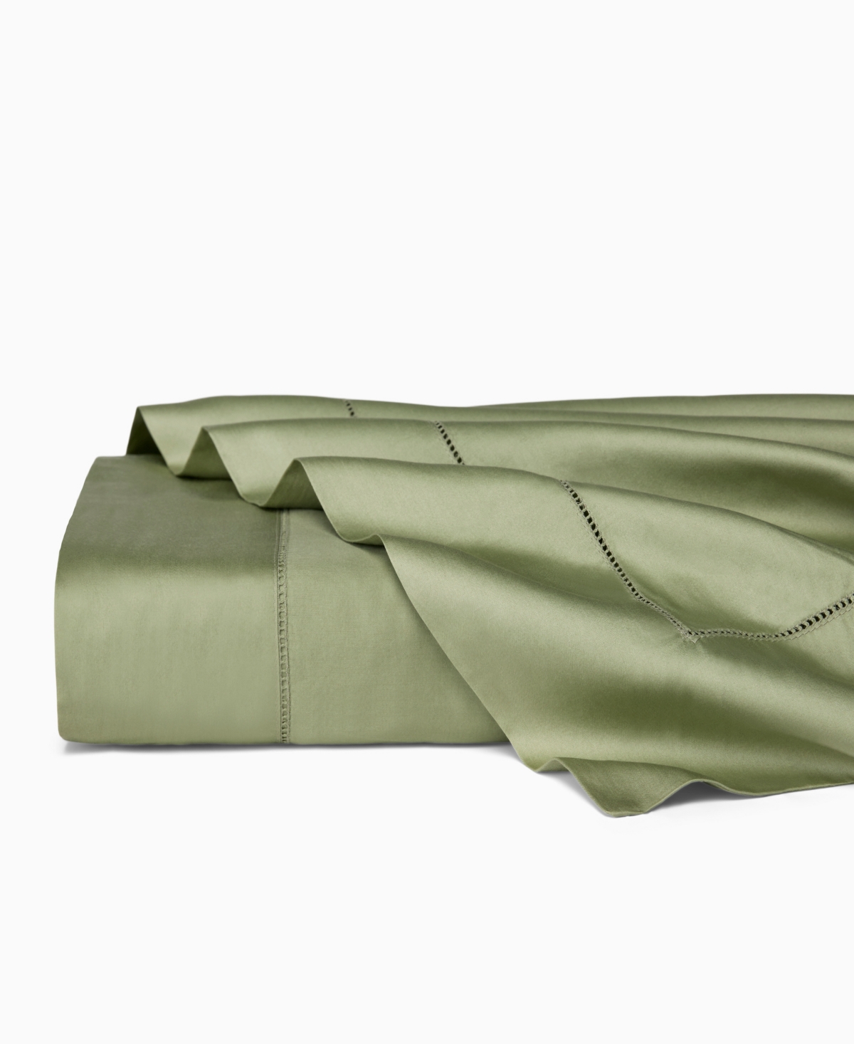 Sferra Fiona Sateen Cotton Flat Sheet, Full/queen In Green