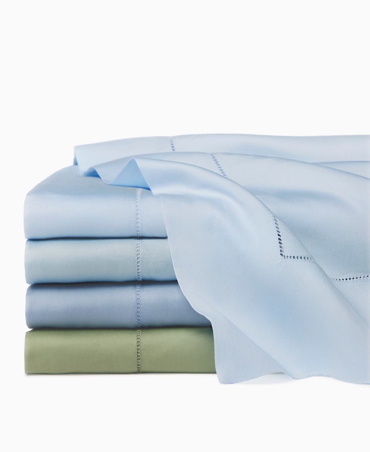 Sferra Fiona Sateen Cotton Flat Sheet, Full/queen In Green