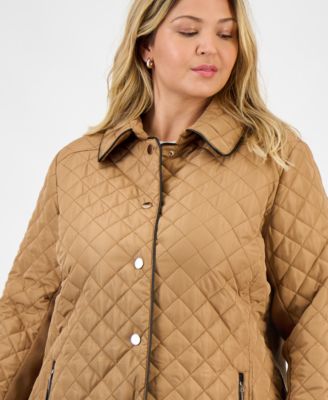 Plus Size Quilted Snap-Front Jacket 