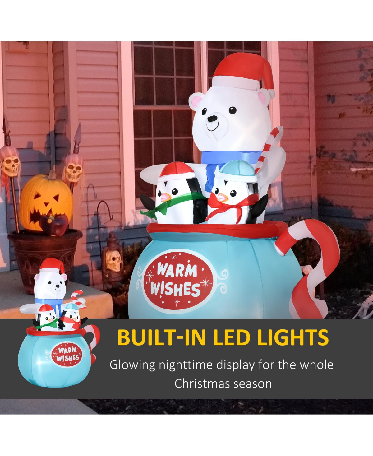Outsunny 5' Inflatable Christmas Polar Bear Led Yard Holiday Decoration