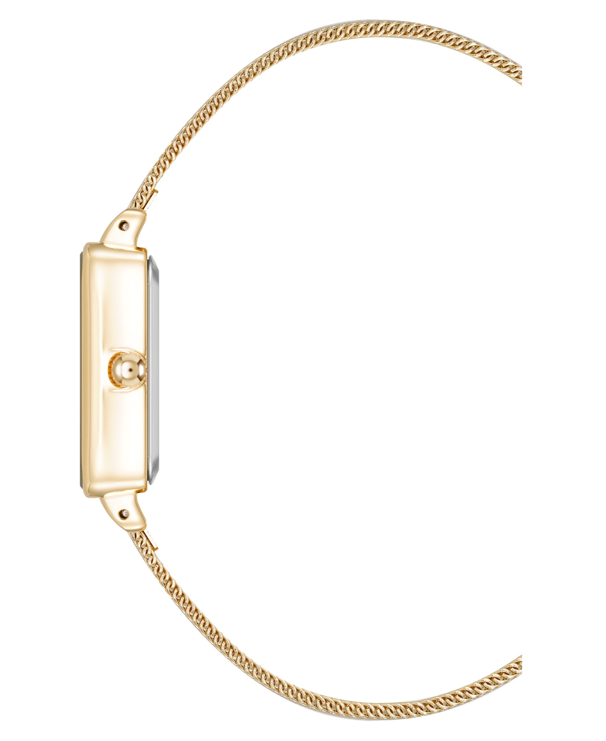 Anne Klein Women's Quartz Rectangular Gold-tone Stainless Steel Mesh Watch, 21mm In Gold