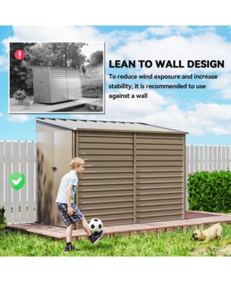 4.6' x 9' Metal Outdoor Storage Shed with Lockable Doors Dark
