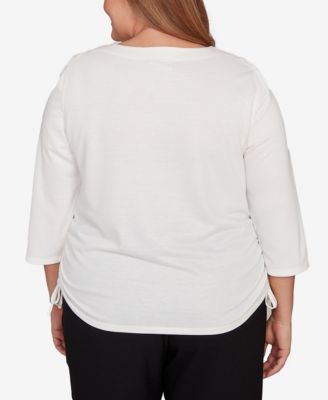 Plus Size Mount Laurel Asymmetric Floral Side Tie Top