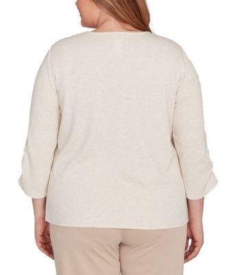 Plus Size Urban Legend Center Embellished V-Neck Top