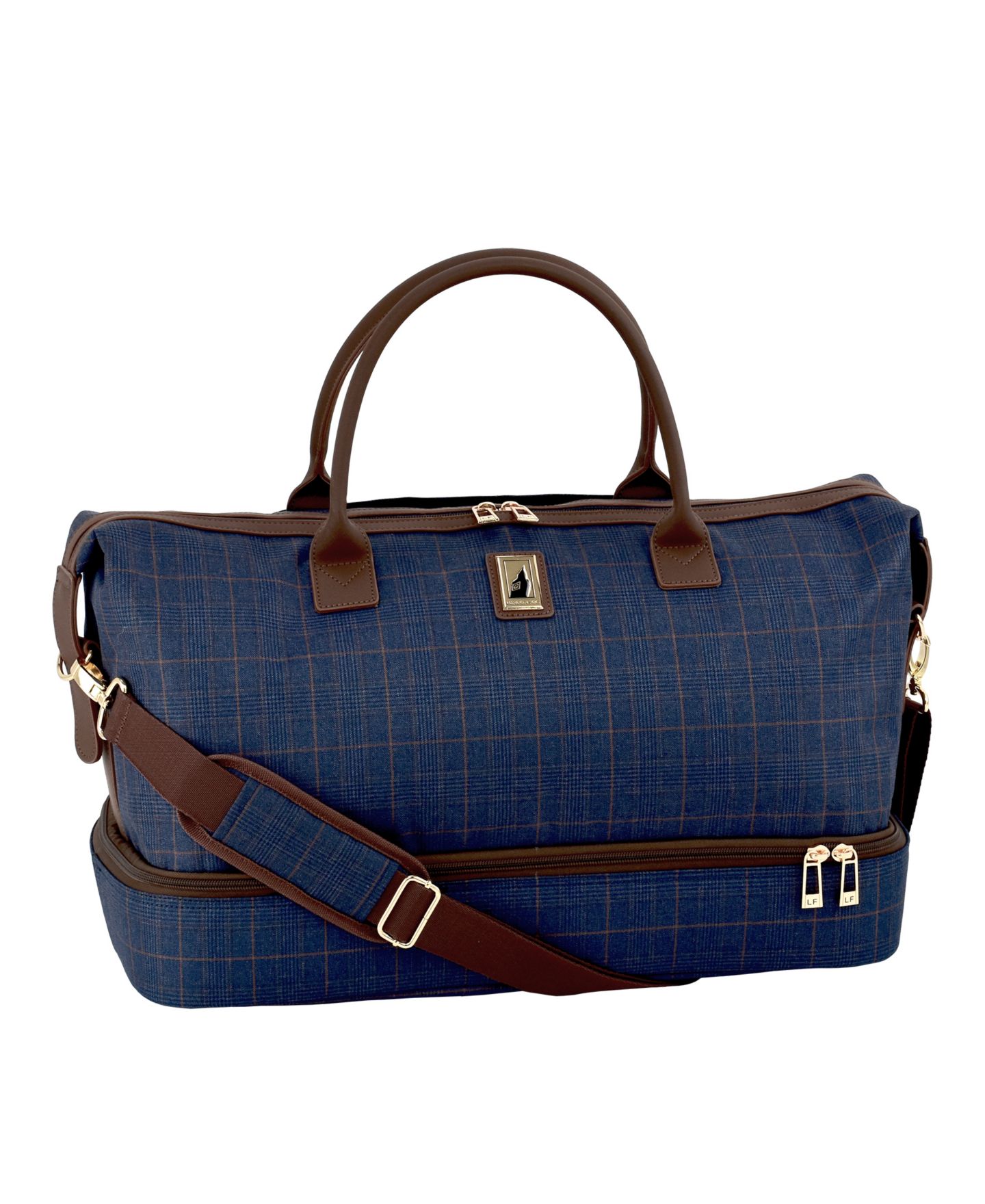 Сумка London Fog Brentwood IV 20" Drop Bottom Duffel, цвет: Полуночный синий клетчатый — фото 1