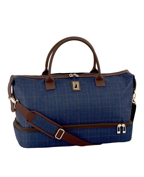Сумка London Fog Brentwood IV 20" Drop Bottom Duffel, цвет: Полуночный синий клетчатый