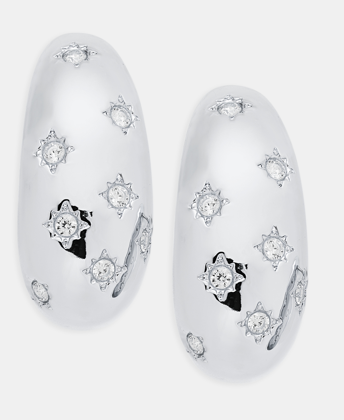 On 34th Pave Star Puffy J-hoop Earrings, Macy's Exclusive In Silver