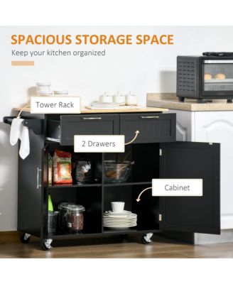 Black Kitchen Trolley: Modern Rolling Cart with Adjustable Shelving