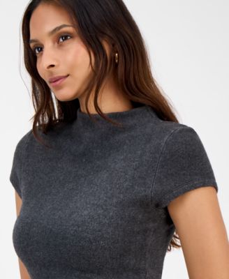 Women's Short-Sleeve Mock Neck Sweater, Macy's Exclusive 