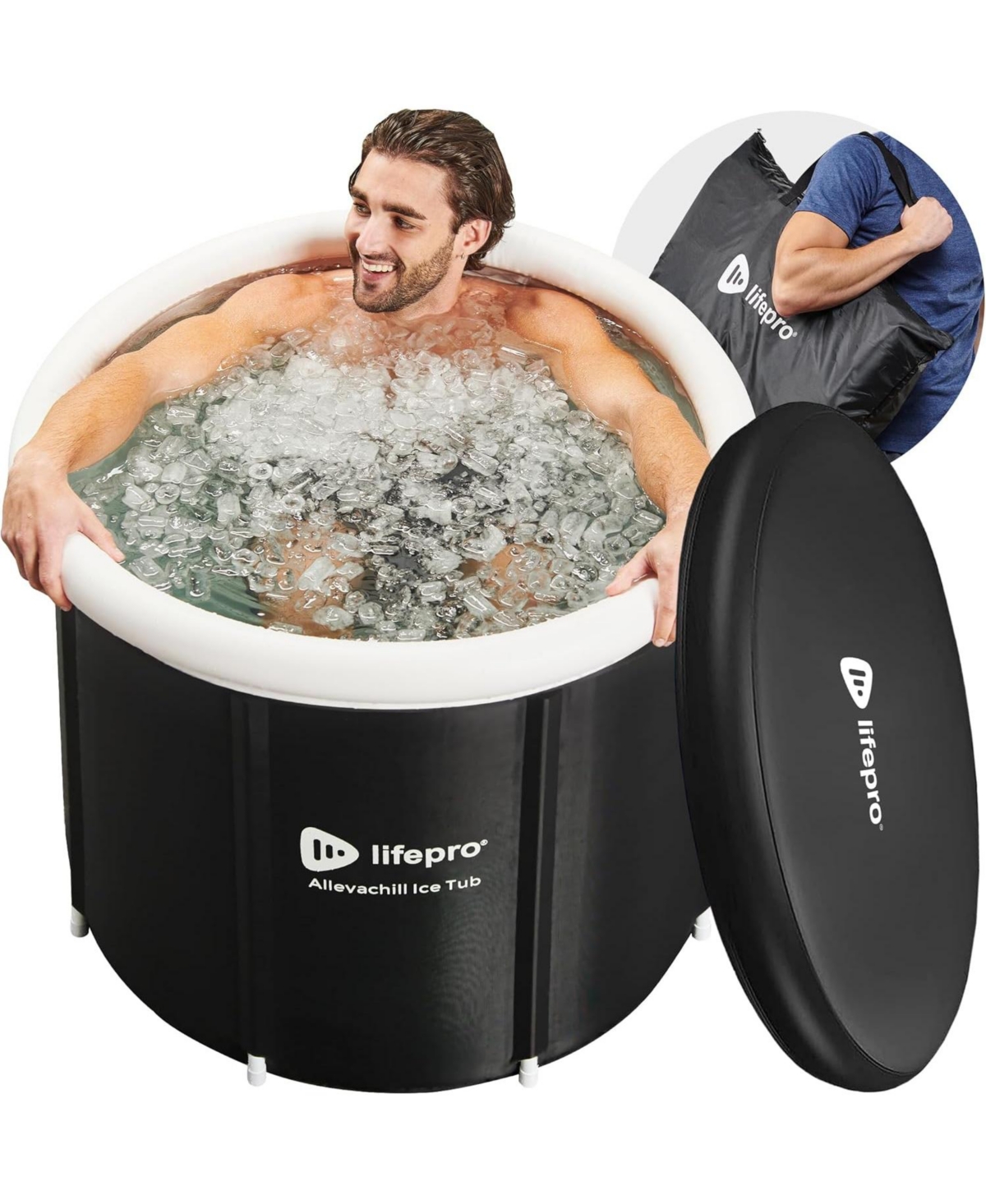 Lifepro Portable Ice Bath Tub with Lid & Storage Bag – Lightweight Cold Plunge Tub for Home or Travel Use, 14°F–122°F Temperat