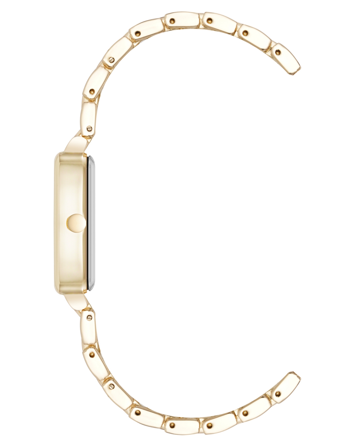 Anne Klein Women's Quartz Cushion Black And Gold-tone Metal Alloy Watch, 26mm In Gold