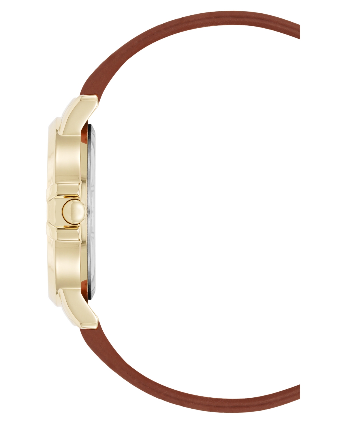 Nine West Women's Quartz Premier Brown Leather And Gold-tone Watch, 34mm In Brown