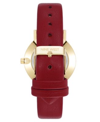 Women's Quartz Signature Burgundy Leather and Gold-Tone Watch, 34mm