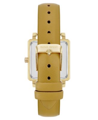 Women's Quartz Yellow Leather and Gold-Tone Watch, 29mm