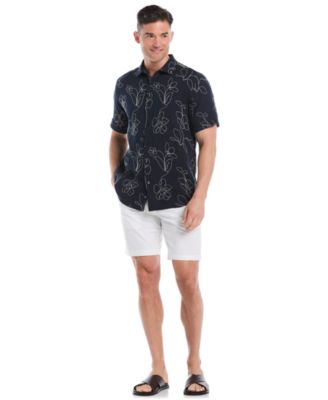 Men's Embroidered Short Sleeve Button Down Shirt