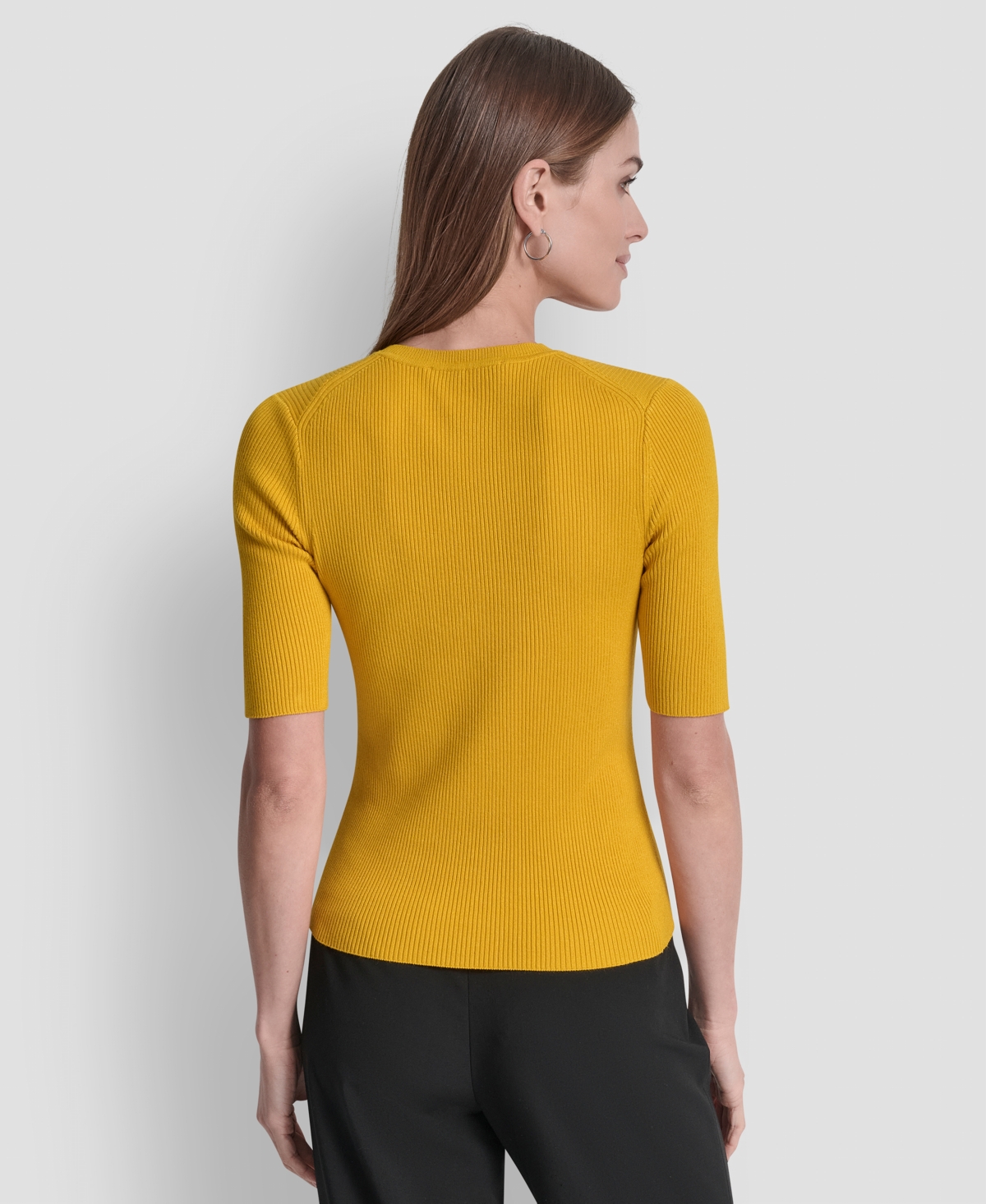 Dkny Women's Button Detail Short Sleeve Sweater In Yellow