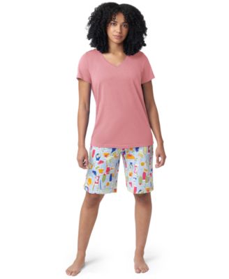 Women's Solid Short-Sleeve Scoop-Neck Pajama T-Shirt