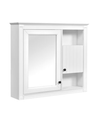 32" Bathroom Wall Cabinet with Mirrored Door and 3 Storage Shelves, Wall Mounted Storage Cabinet